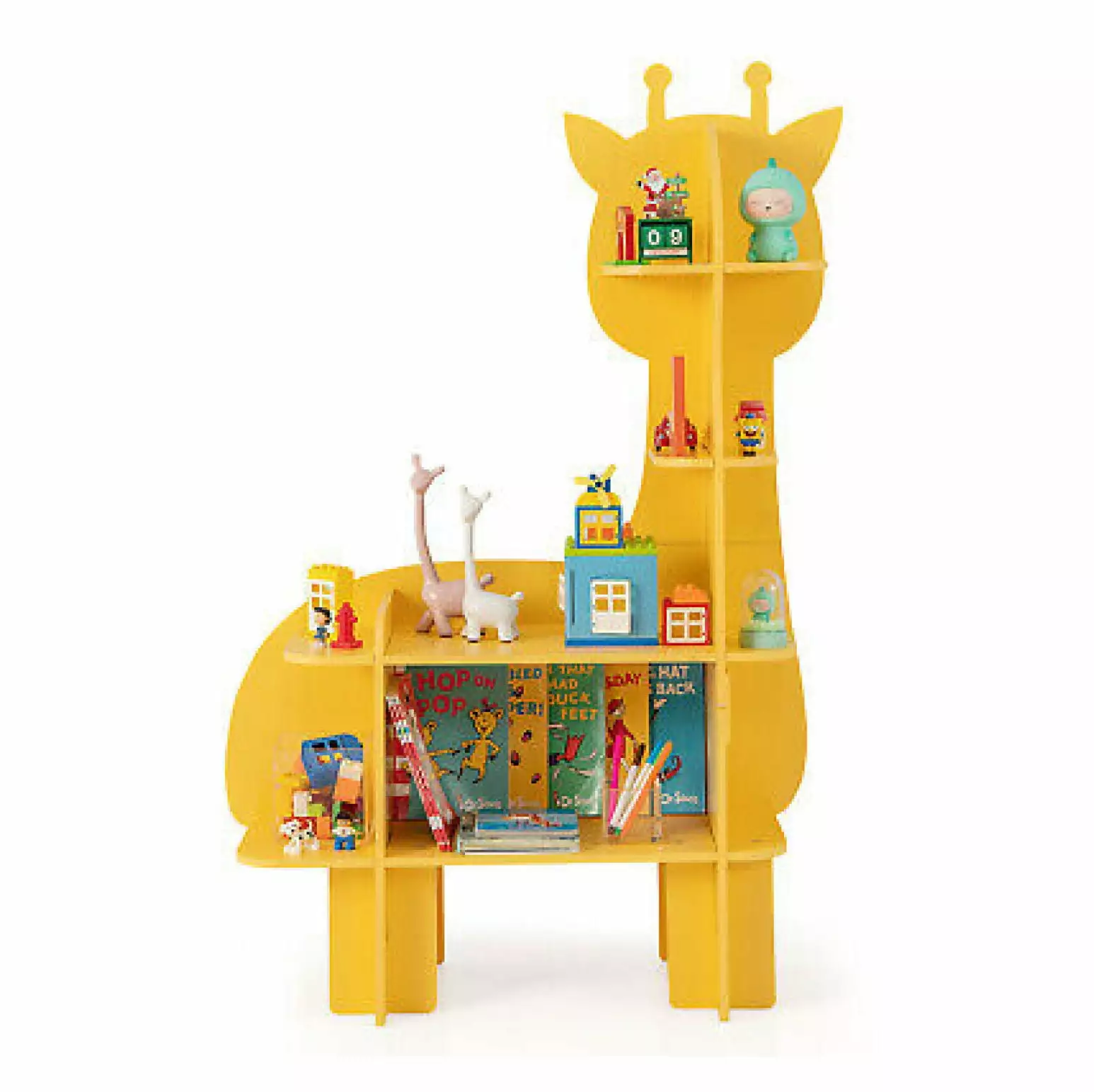 WANCQ Giraffe Bookcase Kids 4-Tier Toy Storage Organizer Open Storage Shelves