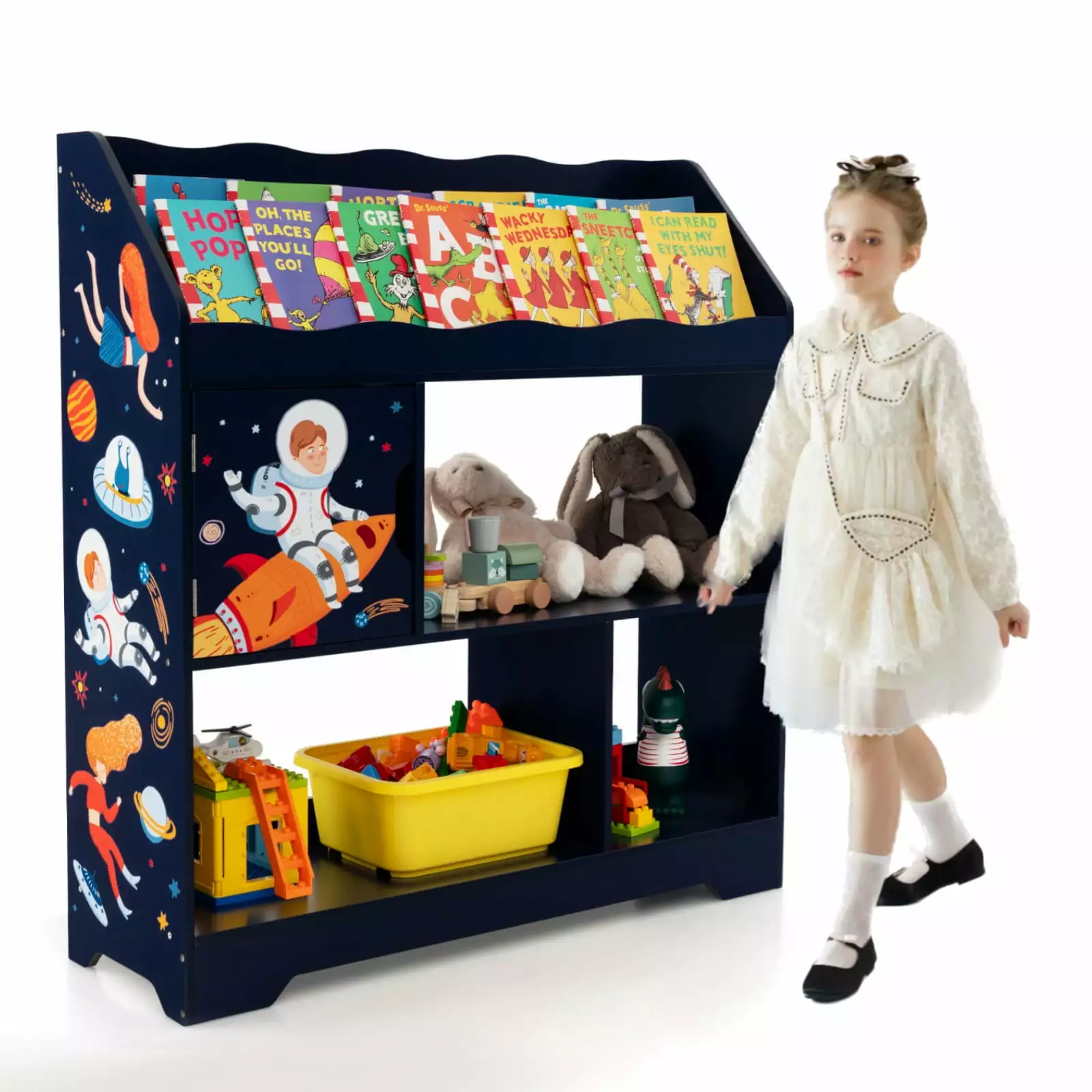 Amijoy Toy Storage Organizer Display Stand 3--1 Kids Toy Shelf Book Shelf Storage Cabinet Storage Compartments