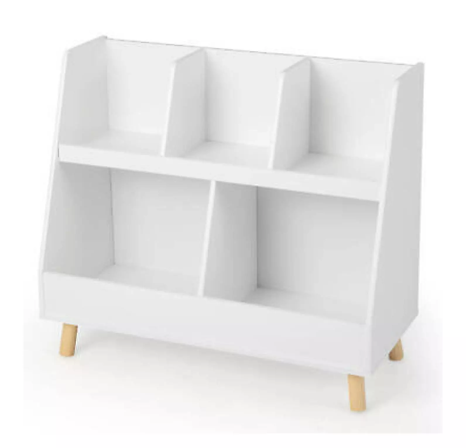 FENG20 5-Cube Wooden Storage Bookcase Kids Bookshelf and Toy Organizer Wood Legs
