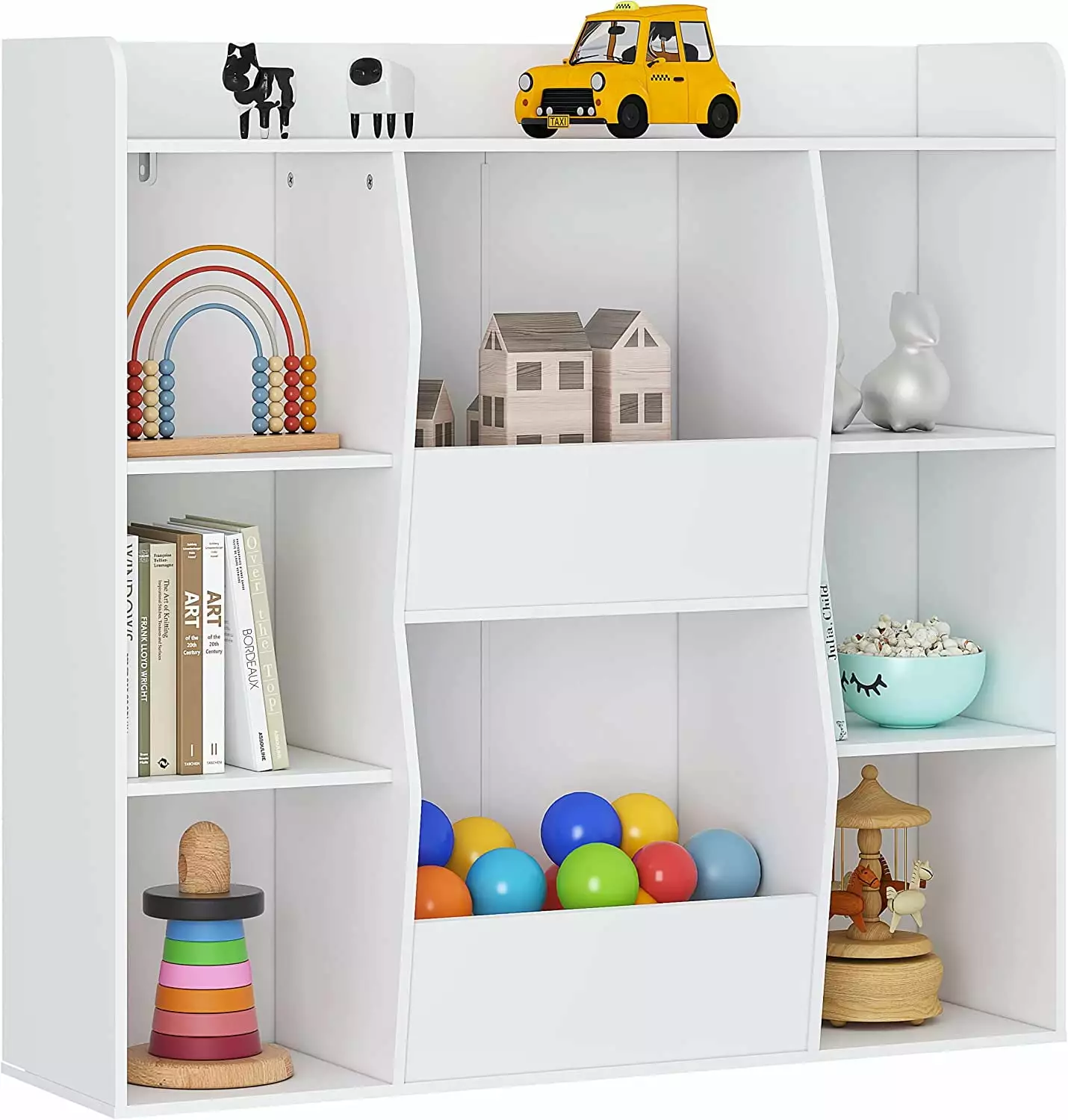 UTEX Kids Toy Storage and Bookshelf Multifunctional Bookcase 8 Cubbies and Bins Open Kids Bookshelf Organizer Display Stan...