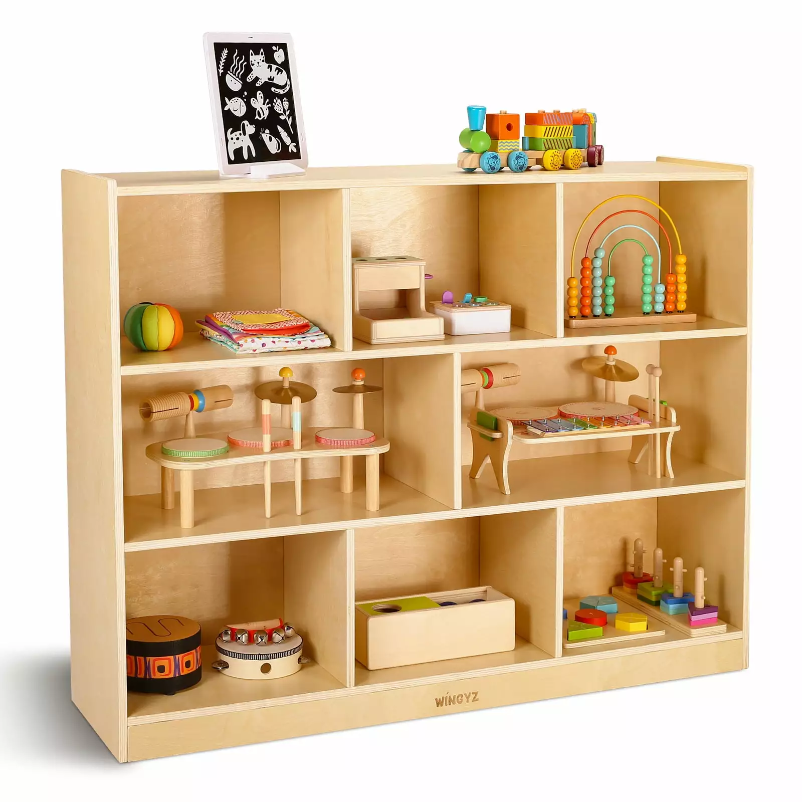 Sweet Time Wooden Storage Cabinet Kids Toy Storage Organizer 8-Section Book Shelf Kids Rooms
