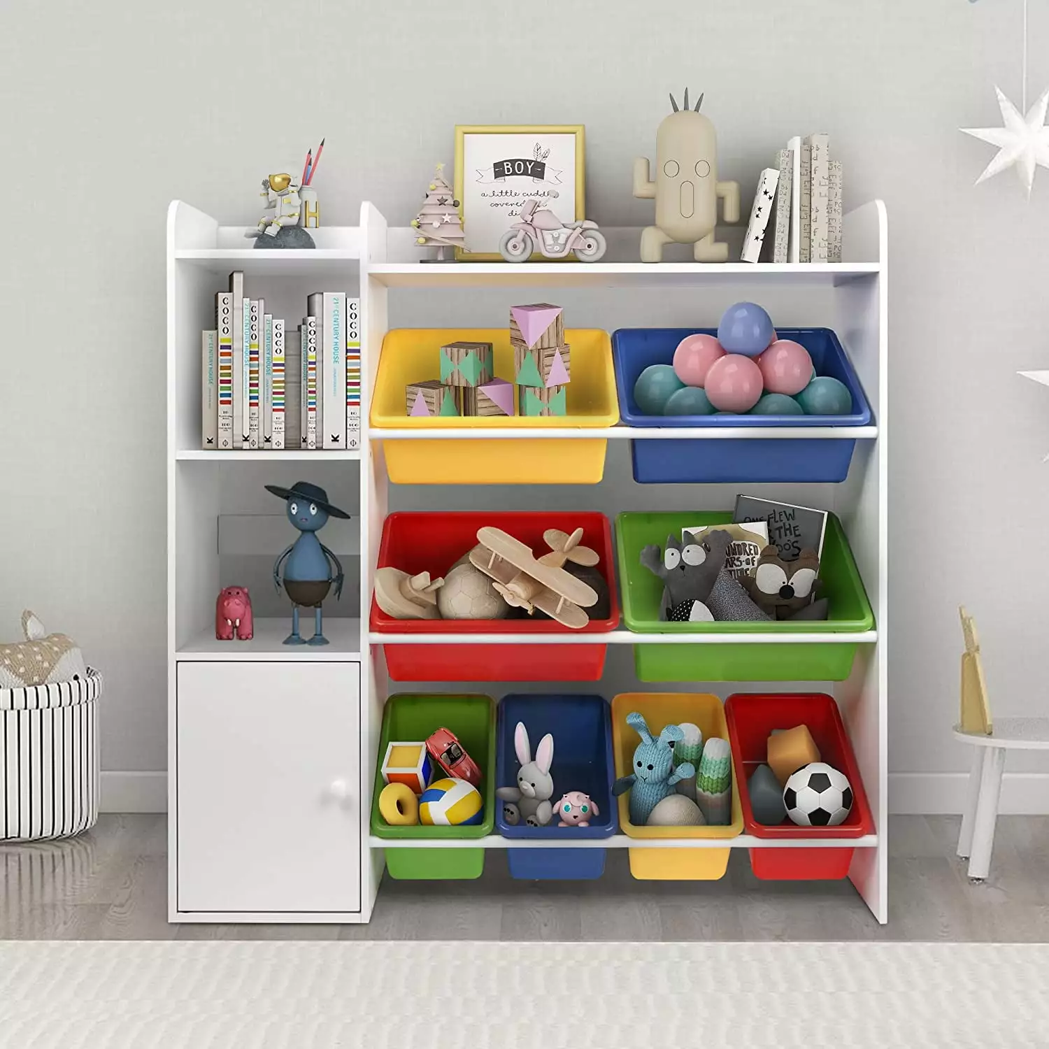 Toy Organizers and Storage 8 Box Bins Kids Bookshelf Playroom Organization YOJFOTOOU