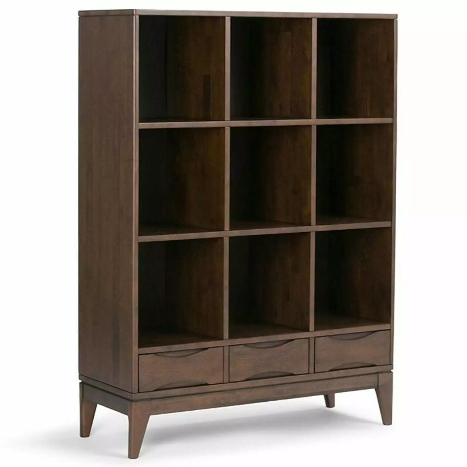 Allora 9 Cubby Wooden Bookcase Walnut Brown Freestanding Storage Shelf
