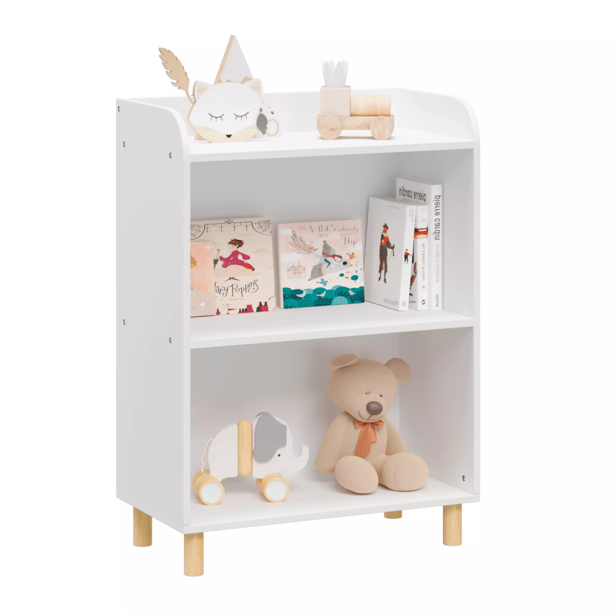 Kids 3-Tier Bookcase Book Display Bookshelf Toy Storage Cabinet Organizer Children's Room Playroom White BZH