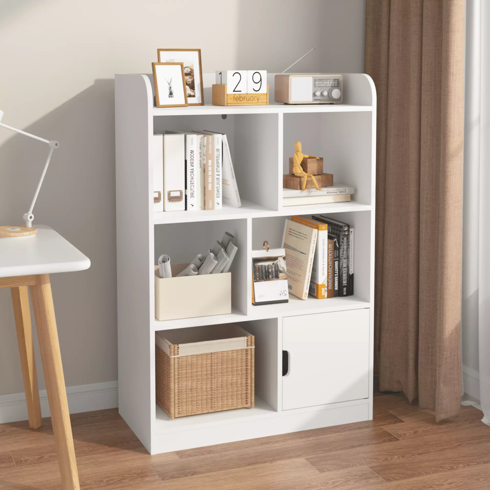 Kids Freestanding Bookcase 6 Compartments and Cube Organizer Ideal Bedroom Careshine