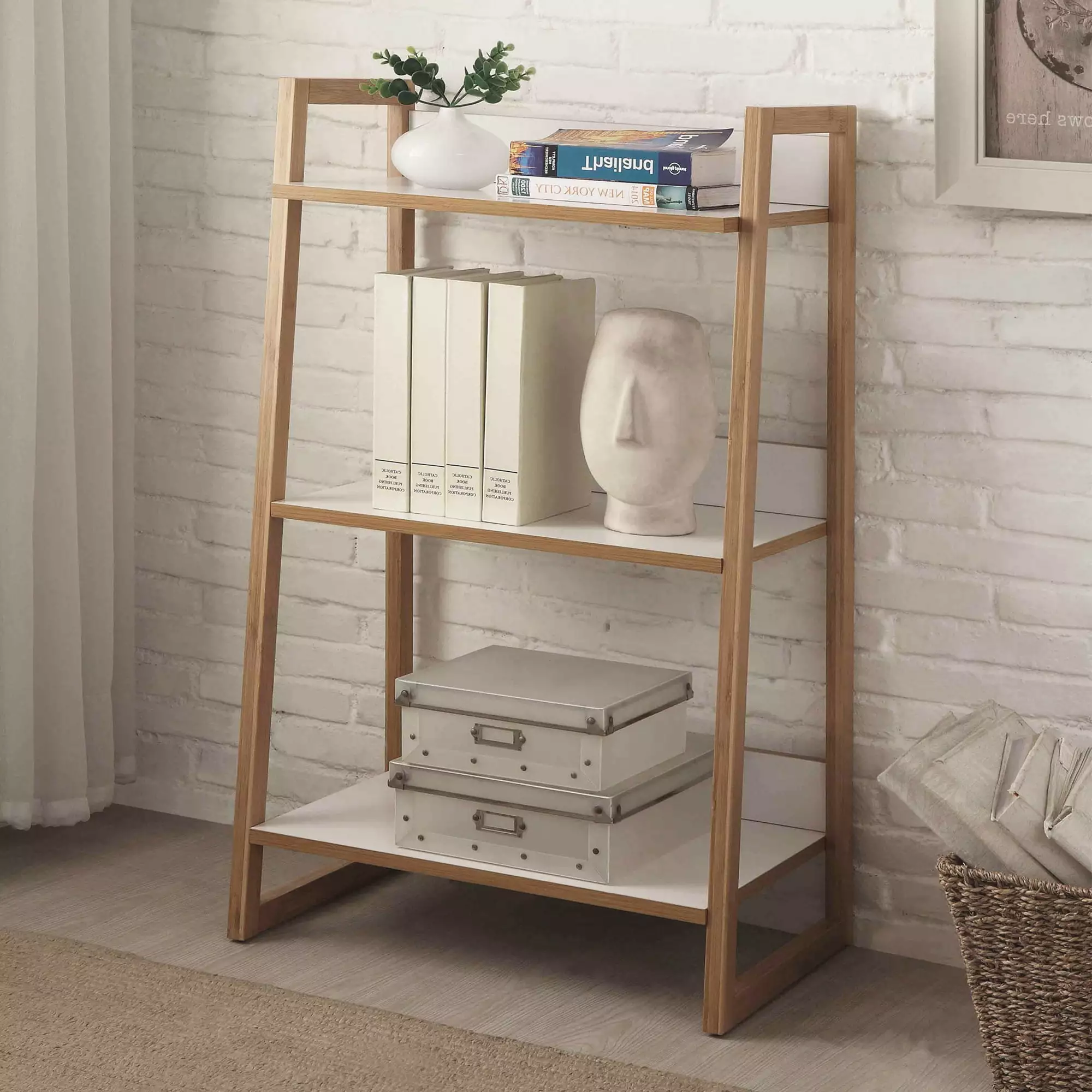 Convenience Concepts Oslo Sundance 3 Tier Bookshelf White Natural