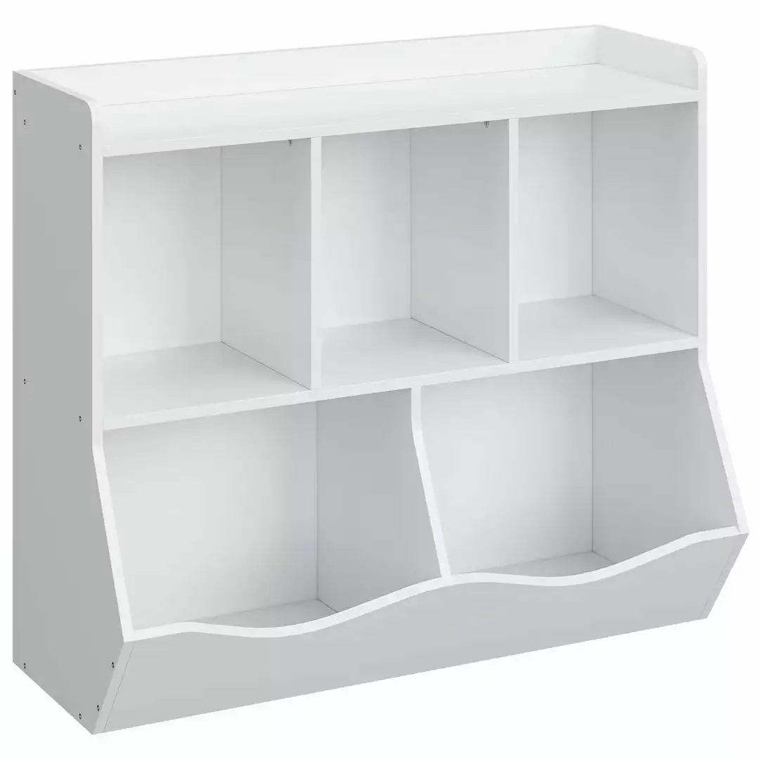 Kids Bookshelf and Toy Organizer Playroom and Bedroom - White CuisinSmart