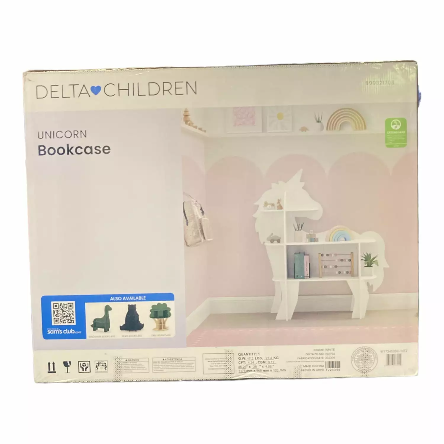 Delta Children Unicorn Shaped Tipover Restraint Bookcase White
