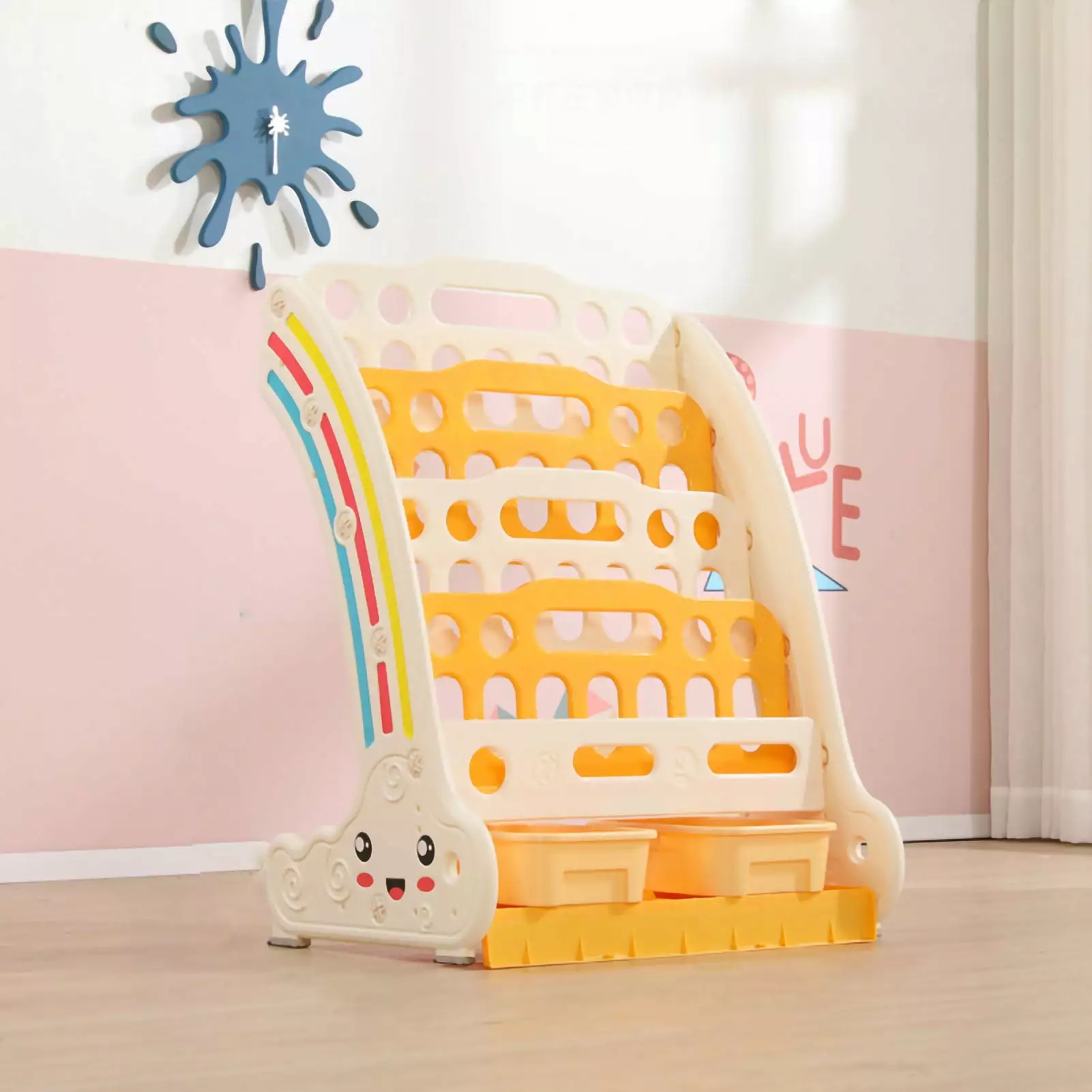 Children Bookshelf Kindergarten Picture Books Storage Rack Home Simple Floor Standing Bookshelf 5 Layers dongyunbangongkeji