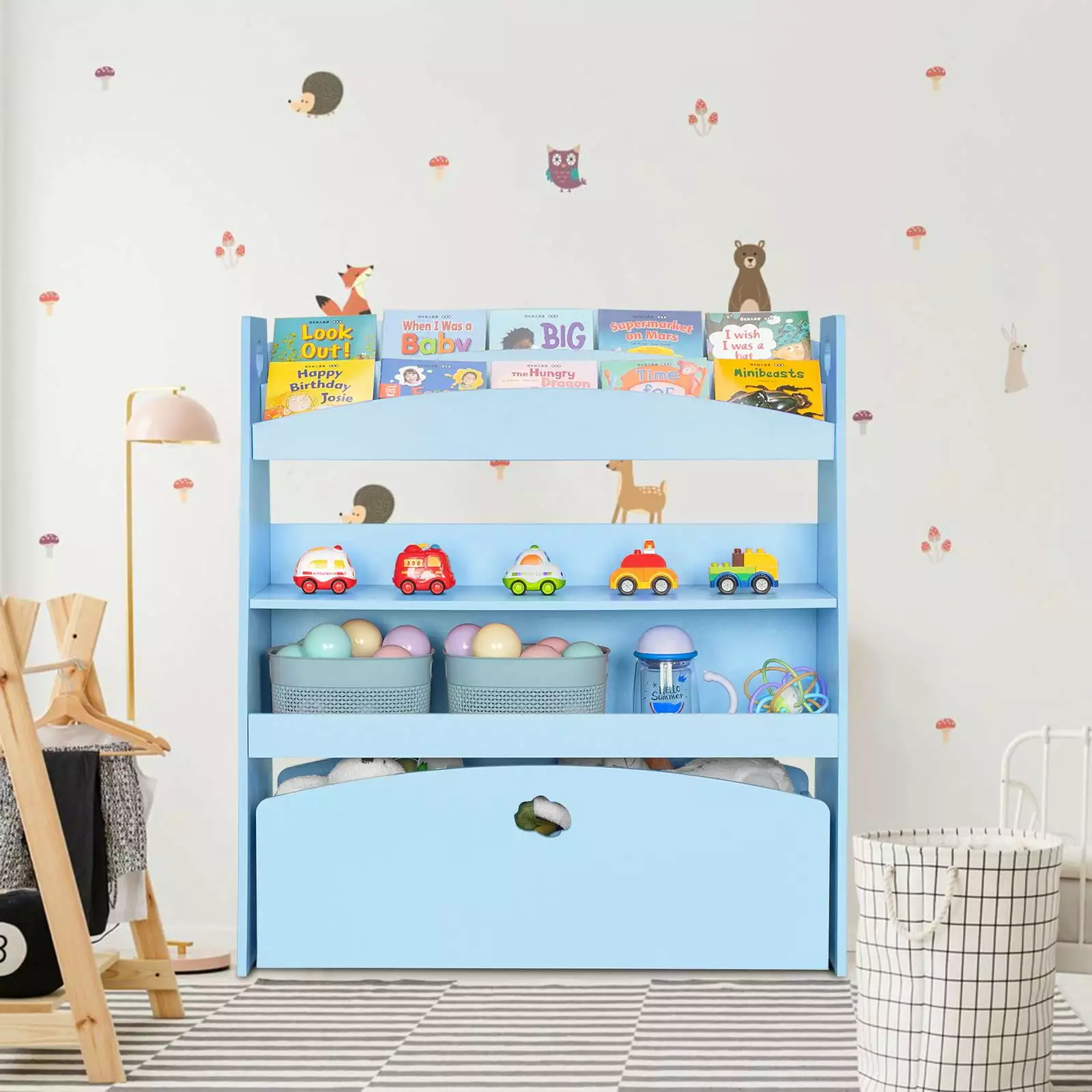 SamyoHome 5 Tier Children Storage Unit Kids Bookshelf Bookcase Baby Toy Organizer Shelf Blue FCH
