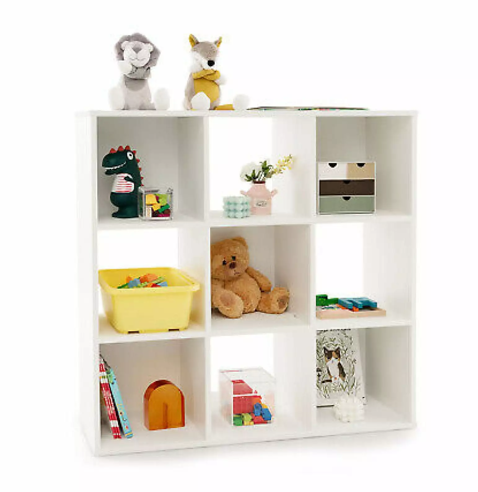 FENG20 9-Cube Kids Toy Storage Organizer Wooden Children's Bookcase Display Bookshelf