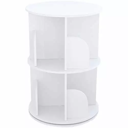 YIYIBYUS Rotating Bookshelf 2 Layers 360° Rotating Display Bookcase Floor Standing Book Storage Rack Home Office GangNuo