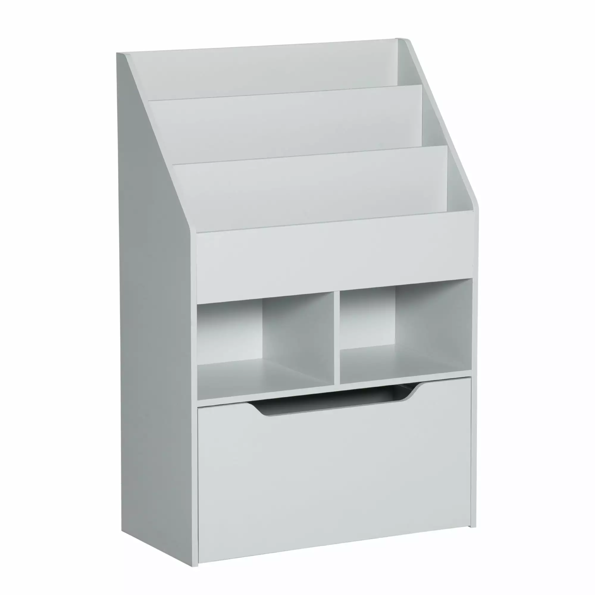 GeeHome Kids Bookcase Multi-Shelf Rack Organizer Storage Drawer Books Bedroom or Playroom Grey