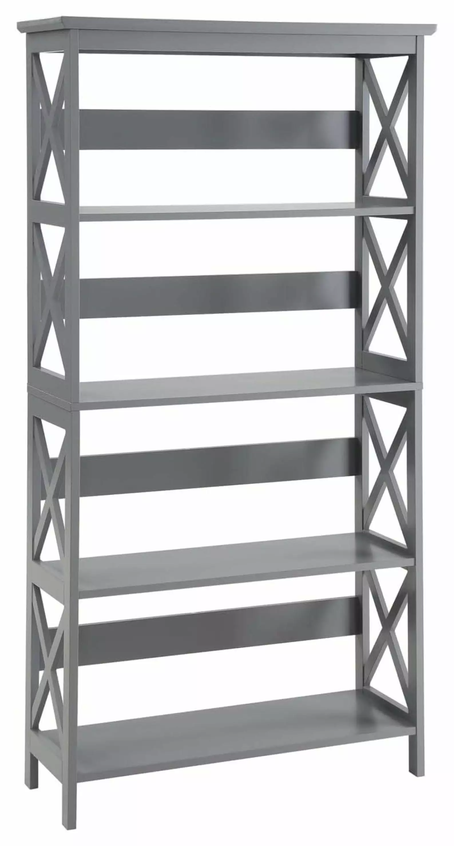 5 Tier Bookcase Driftwood Gray Home Office Storage Generic