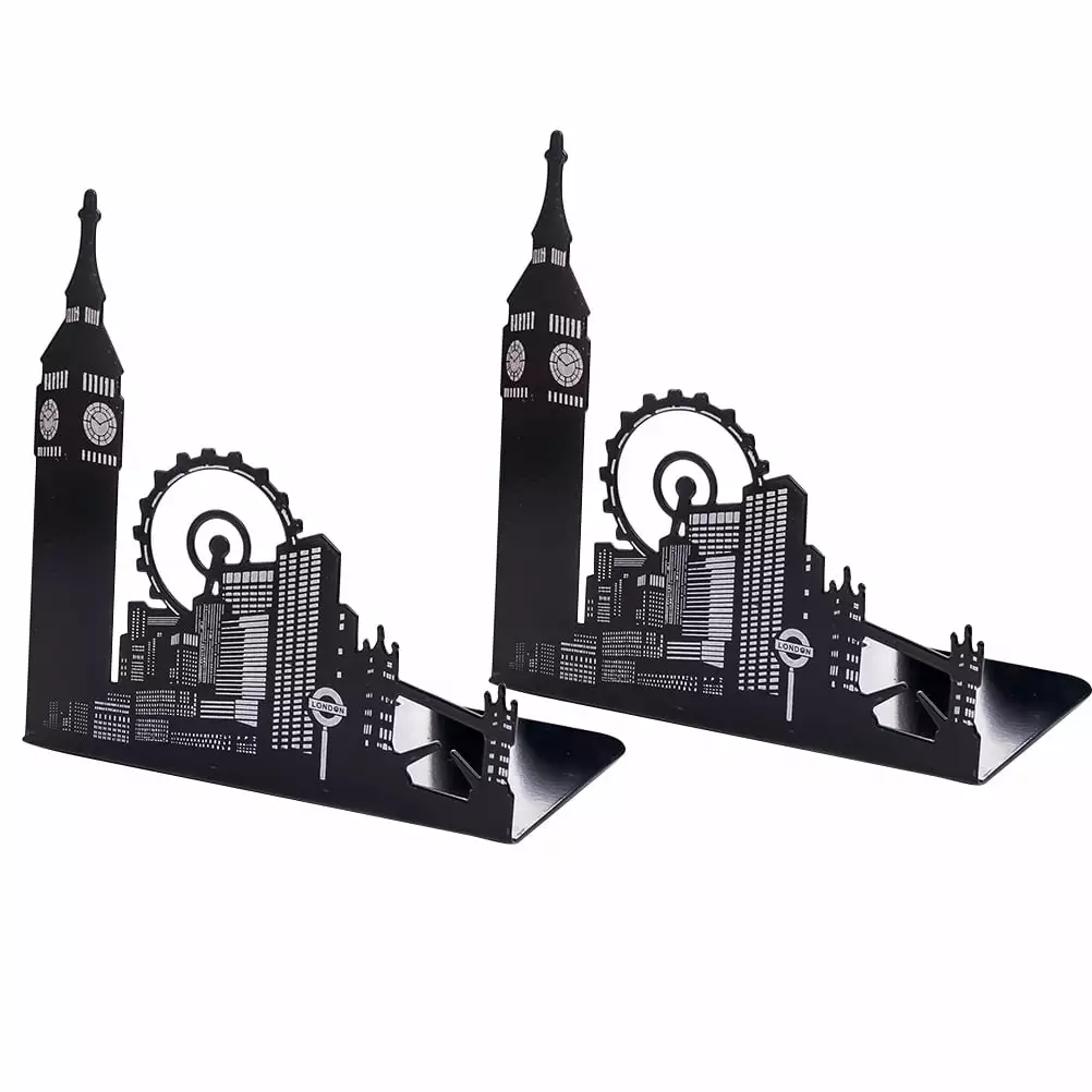 Retro Bookshelf Storage Kids Library Decor Iron Bookends Ferries Wheel Rack Guangmc