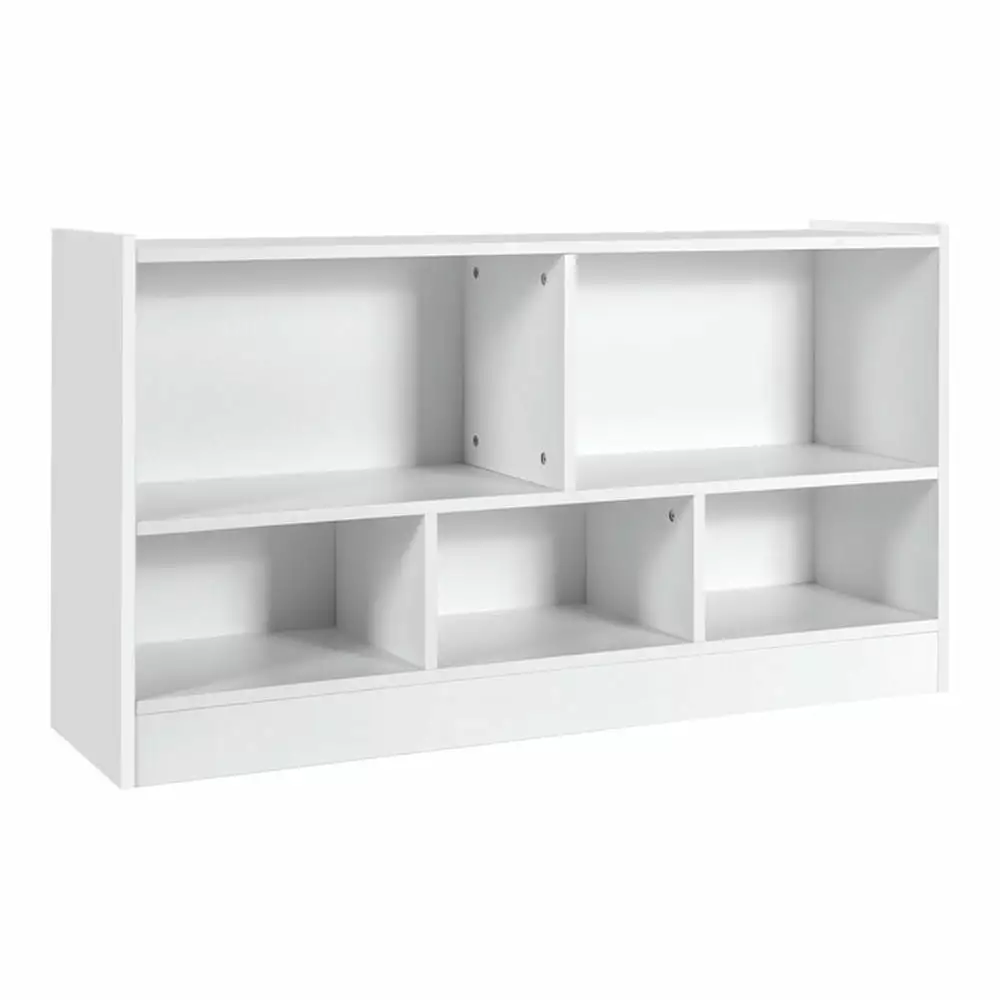 Kadyn Kids Bookshelf Bookcase Toy Storage Cubby Shelf 2-Shelf Bookcase 5-Cube Wood Toy Storage Cabinet Organizer White