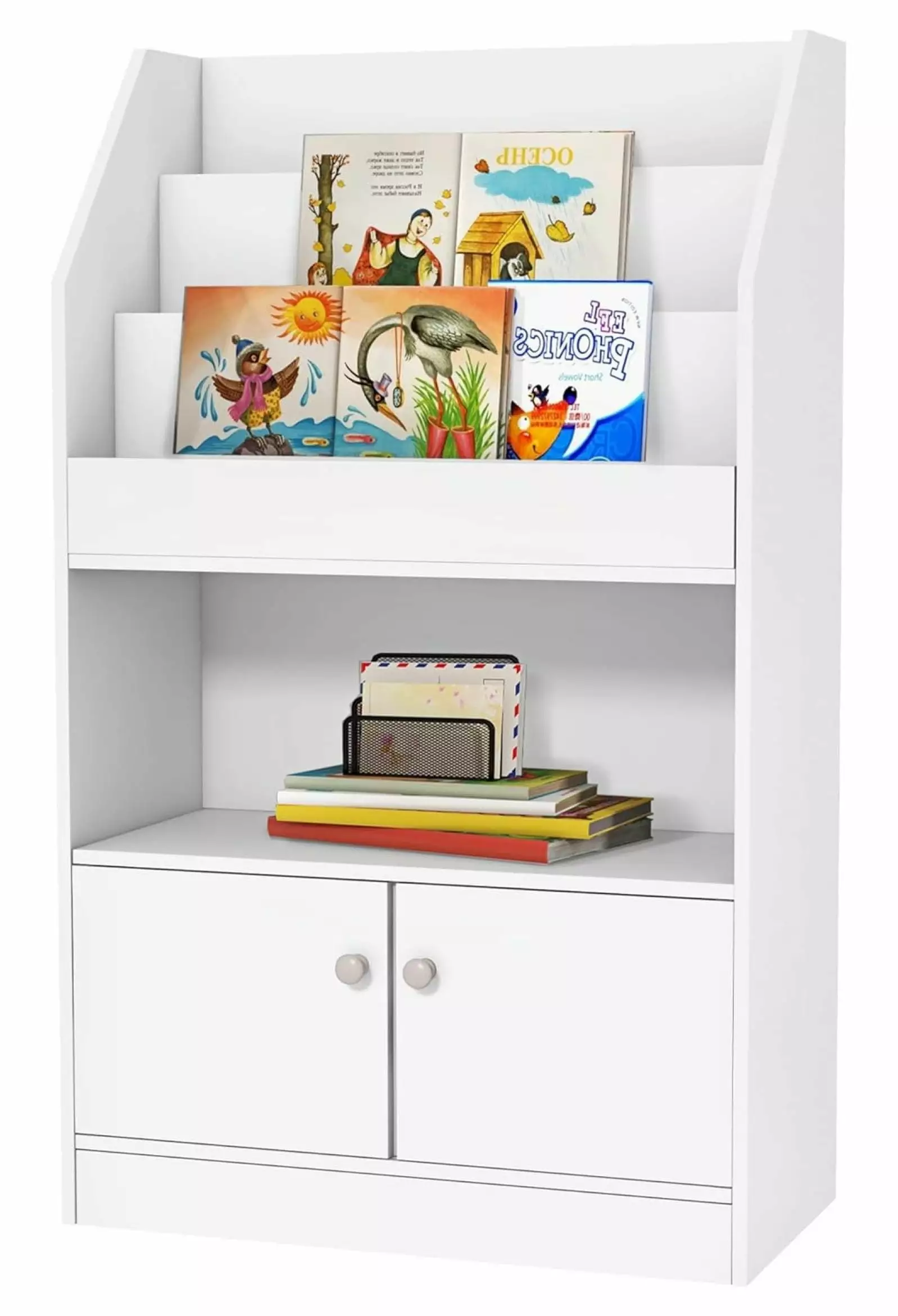Keeomi Kids Bookshelf Toy Storage Organizer Toddler Bookcase Bedroom Playroom Nursery White