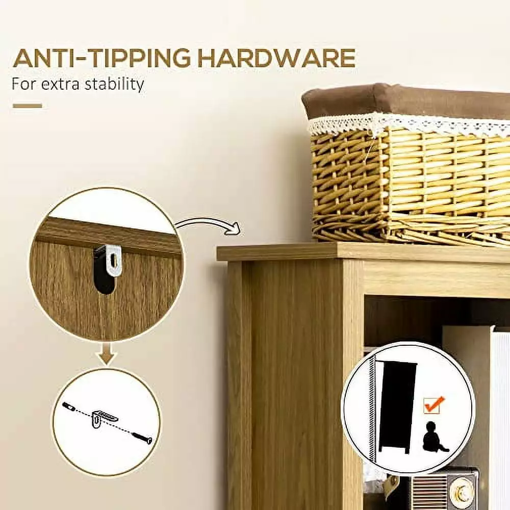 HOMCOM Rustic Bookshelf Cabinet Rattan Doors Shelves Home Office my_brand