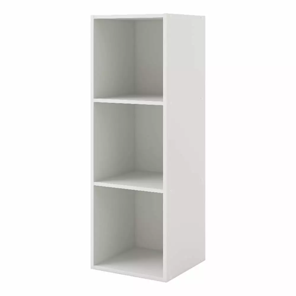 Pemberly Row Modern Stackable Wood 3-Cube Bookcase White Finish