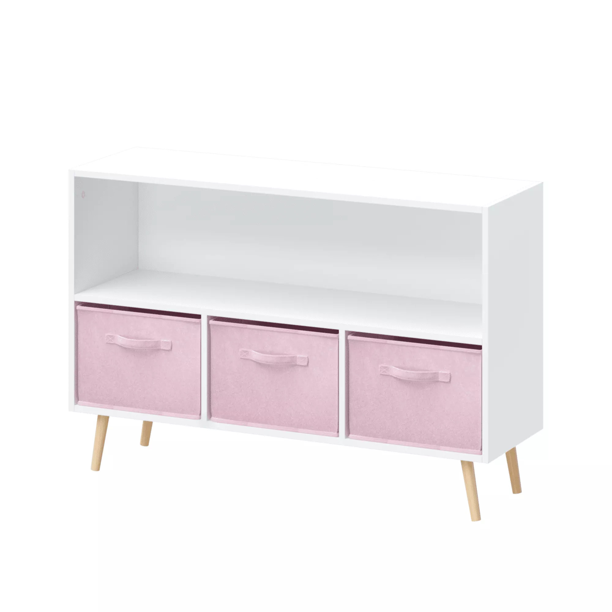 Children's White Bookcase Collapsible Fabric Drawers Kid's Cubby Toy Storage Cabinet Toy Chest Bedroom Living Room propuls...