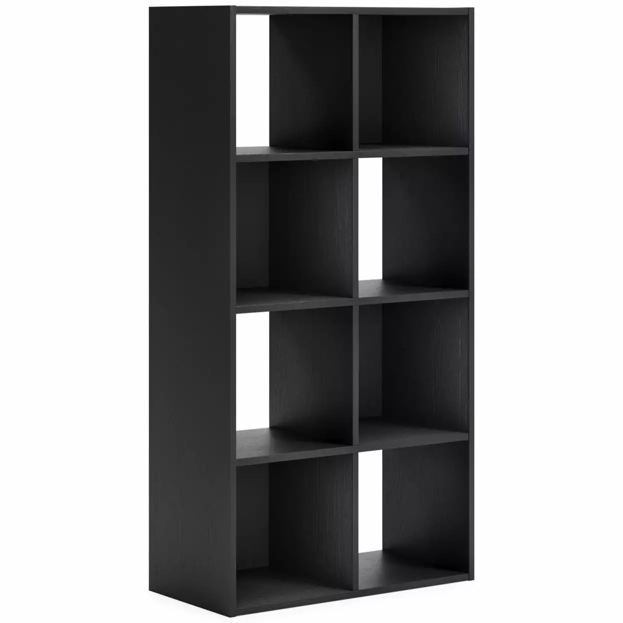 Zayla 48 Inch Tall Wood Bookcase Organizer 8 Cube Compartments Black Saltoro Sherpi