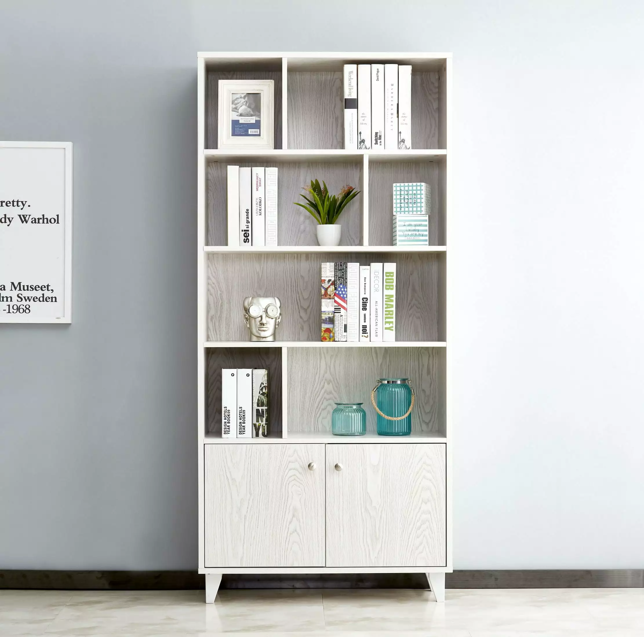 Bookcase Doors White Home Office Storage SMHZ