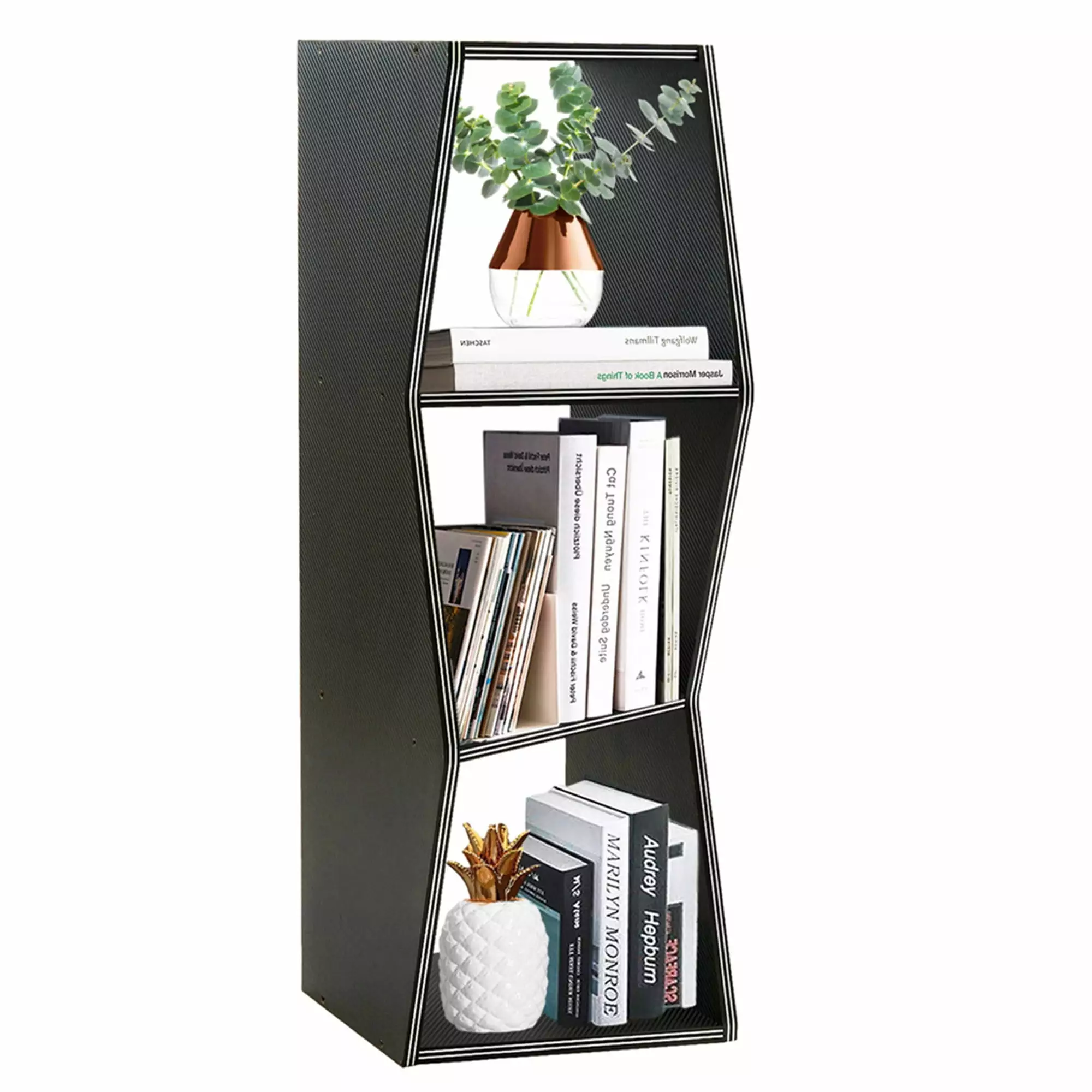 Topcobe 3-Shelf Bookcase Bookshelf Kids Wooden Shelf Storage Black