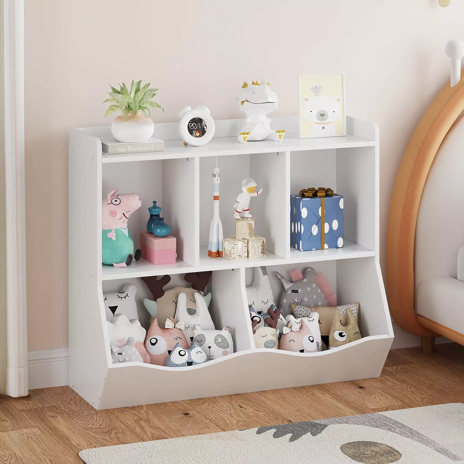 Children's Bookshelf Storage Rack Bookcase Toy Storage Multiple Bookshelves White Towallmark