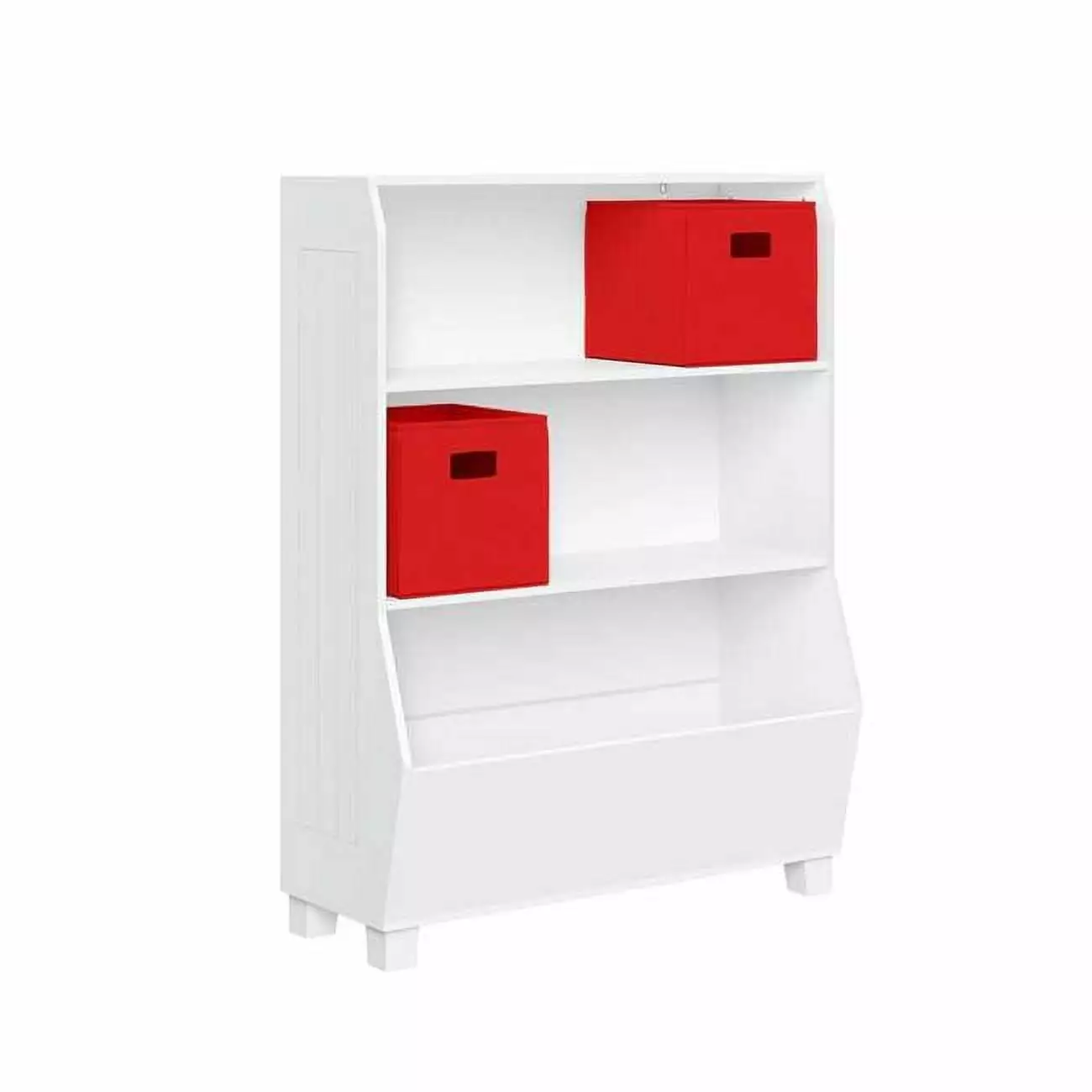 34 Kids Bookcase Toy Organizer and 2 Red Bins Towels USA