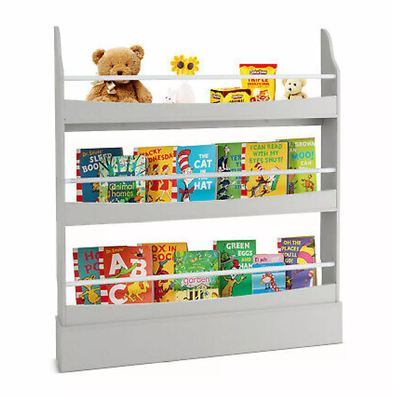WANCQ 3-Tier Kids Bookshelf Toy Storage Bookcase Anti-Toppling Kits Grey