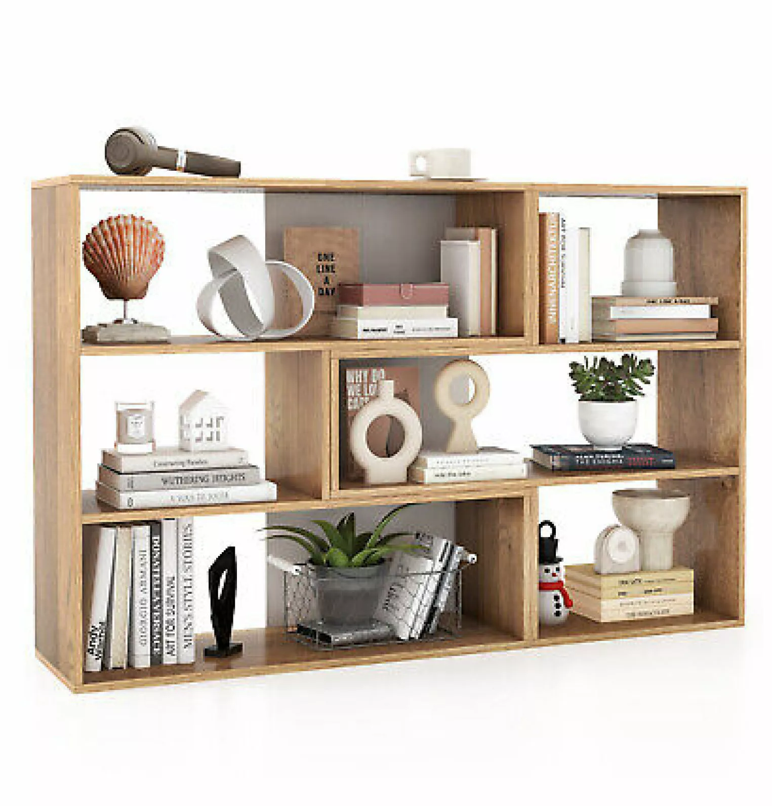 WANCQ 6-Open Shelf Bookshelf Storage Display Stand Corner Bookcase Home Office