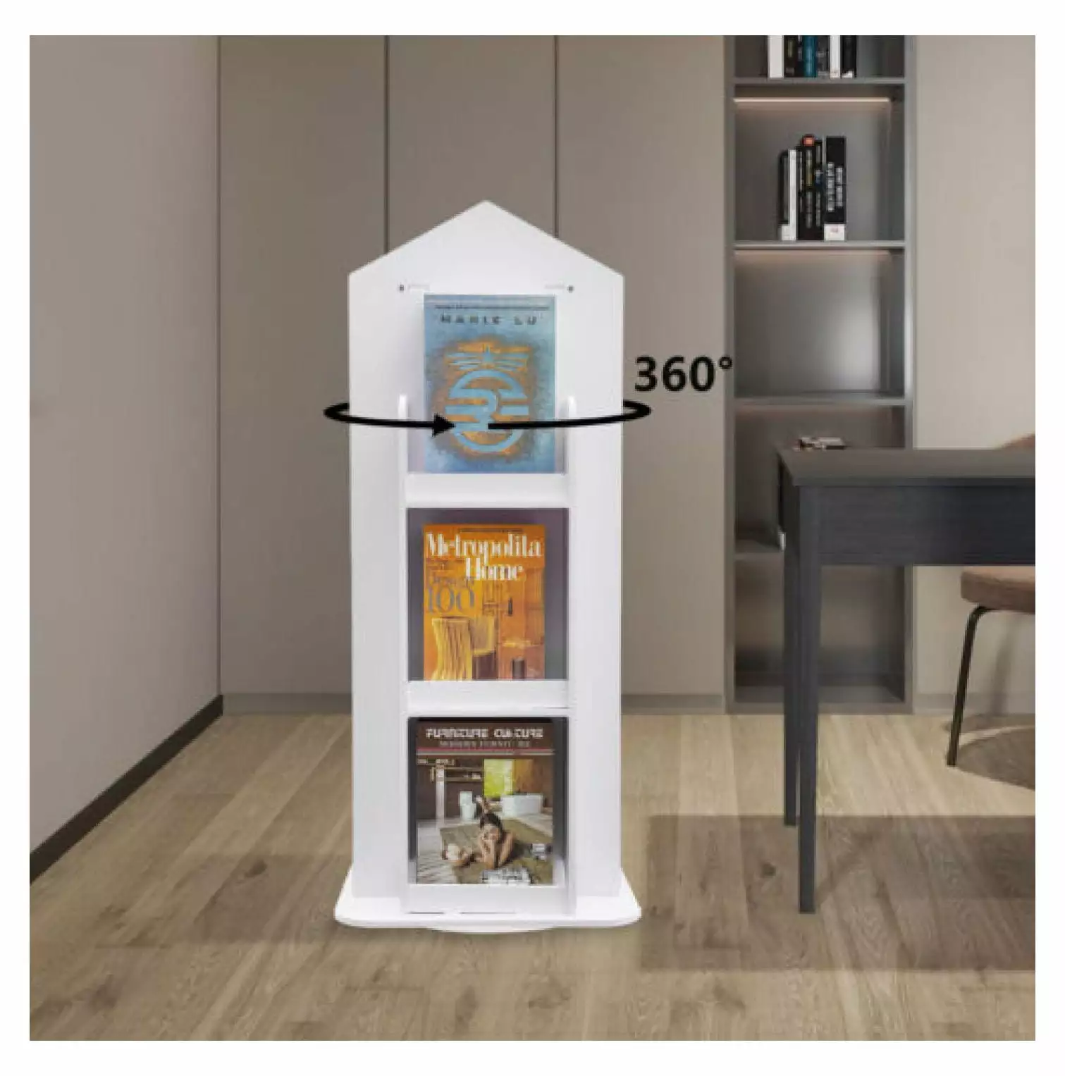 Wangc123 3-Tier Rotating Bookshelf Kid Spinning Bookcase 360 Display Storage Shelf