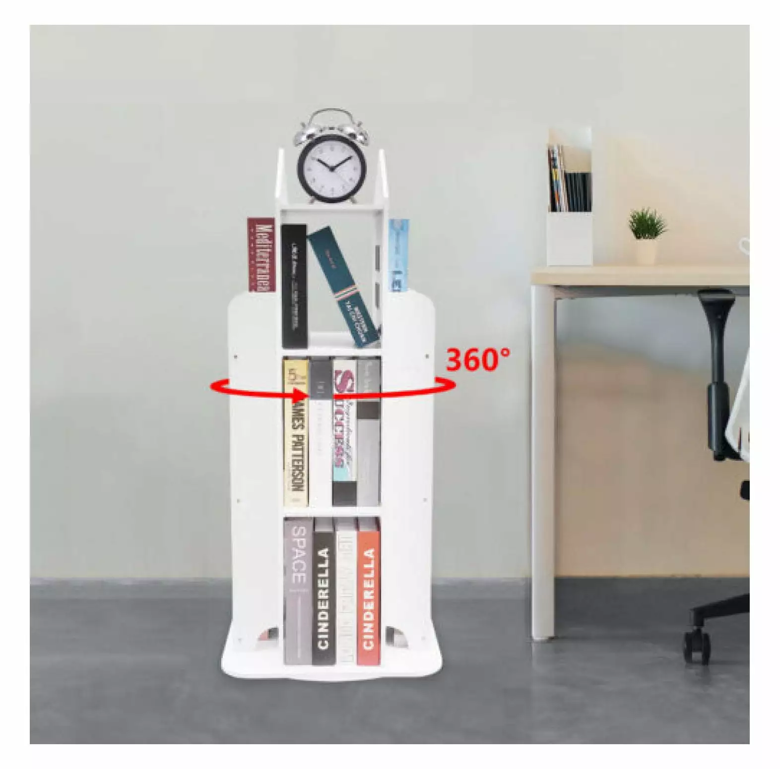 Wangc123 3-Tier Rotating Bookshelf Kids - 360° Spinning Bookcase Display Storage