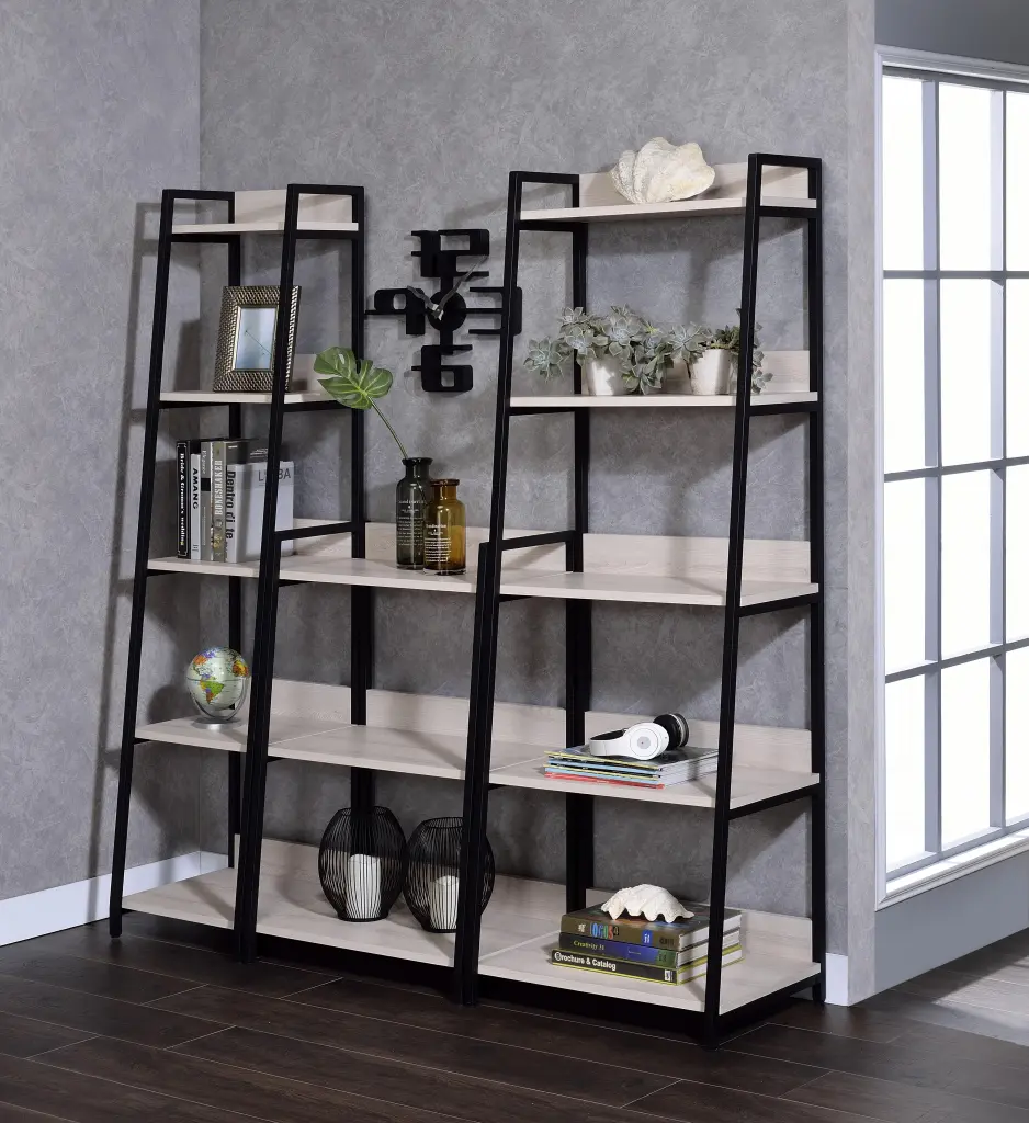 Wendral Natural & Black Bookshelf - 3-Tier Wood Shelf