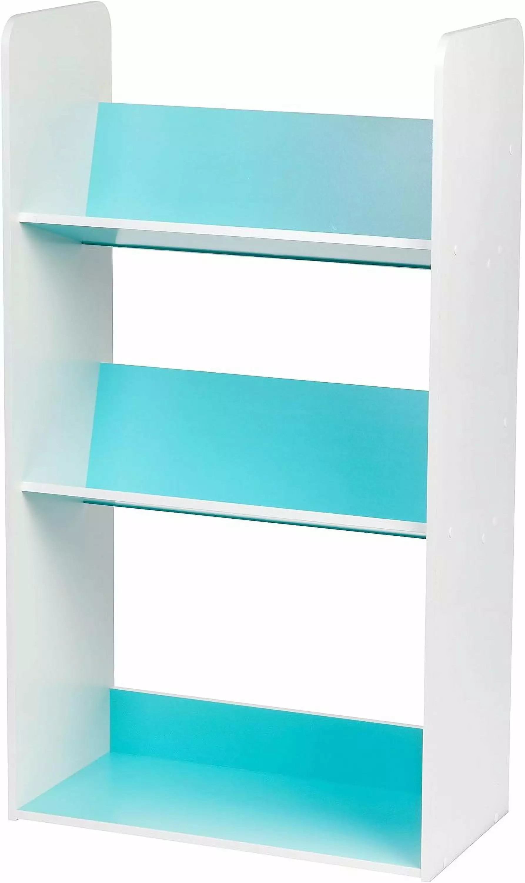 USA 3-Shelf Angled Bookshelf Children - White and Blue Bookcase Kids Room Playroom Nursery WRP