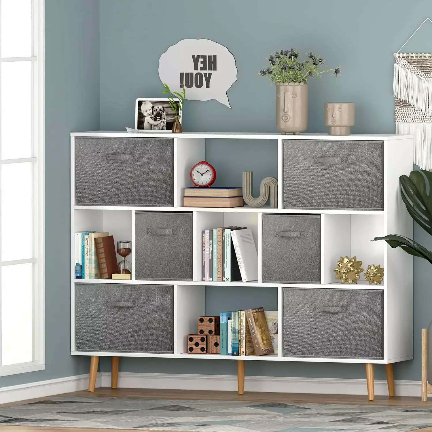White 3 Shelf Wooden Bookcase Drawers Kids Nursery or Bedroom Storage Organizer XZS
