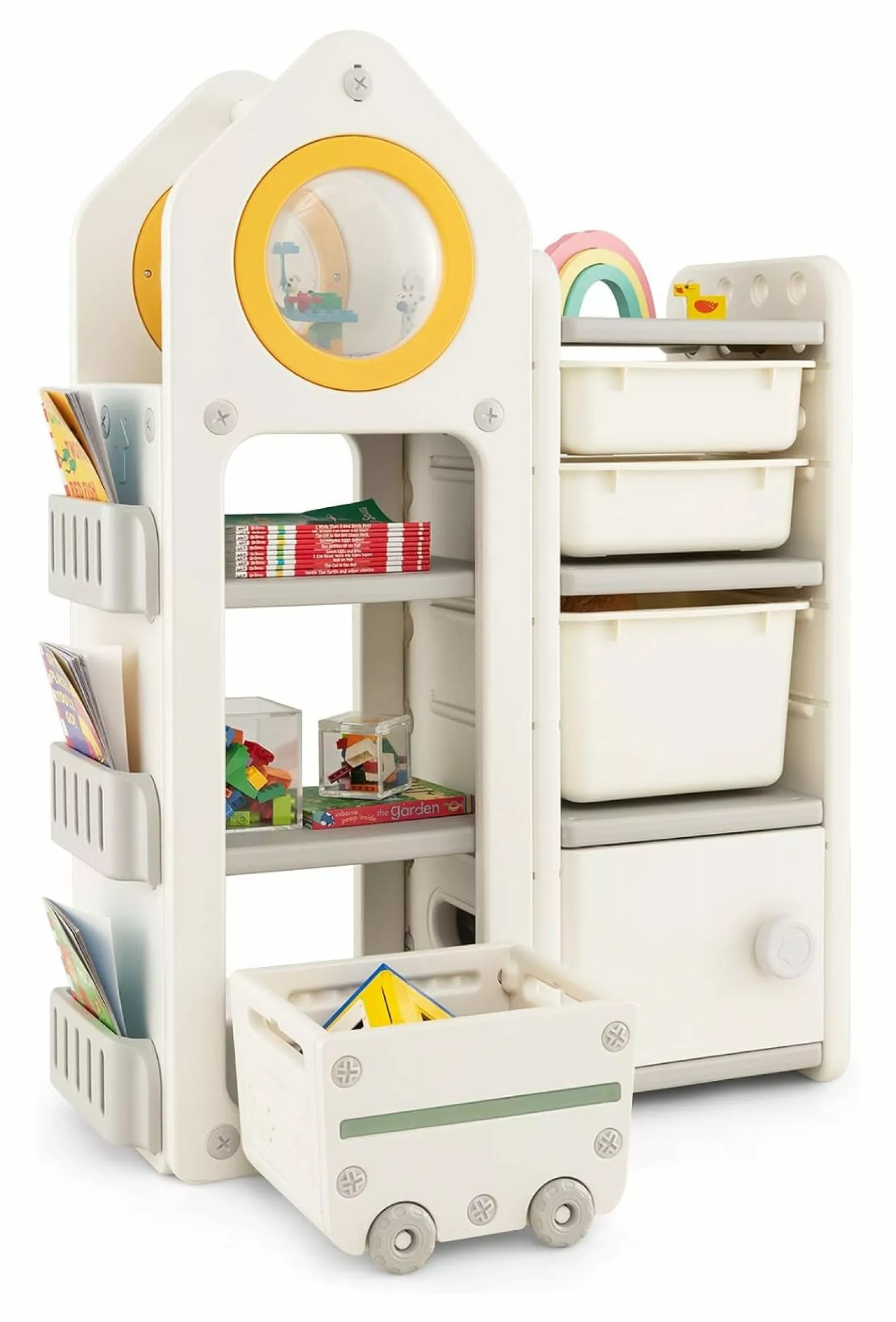 Kids Toy Storage Organizer and Bookshelf Multipurpose Shelf Removable Storage Bins and Cabinet YANG97