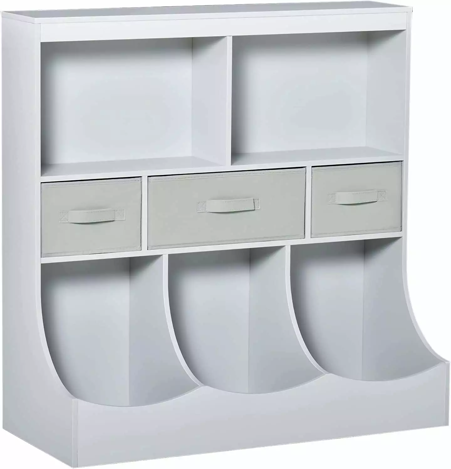 Grey Kids Bookcase Drawers - Toy Storage Organizer Cabinet Books and Clothes YOJFOTOOU