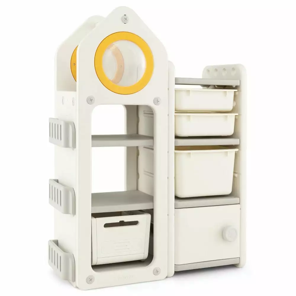 YYAo Kids Book Rack Storage Bookshelf Gray Mobile Trolley Toy Chest Bedroom