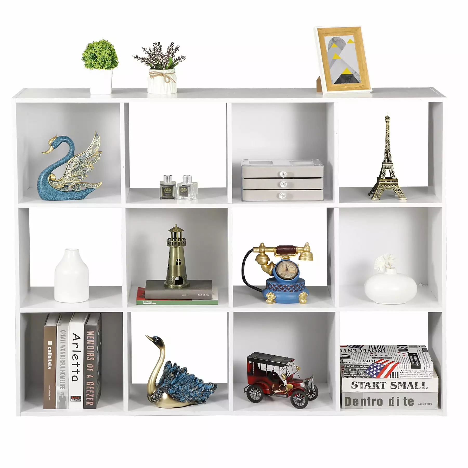ZENSTYLE 12 Cubes Storage Shelves Organizer Bookshelf Display Cabinet White