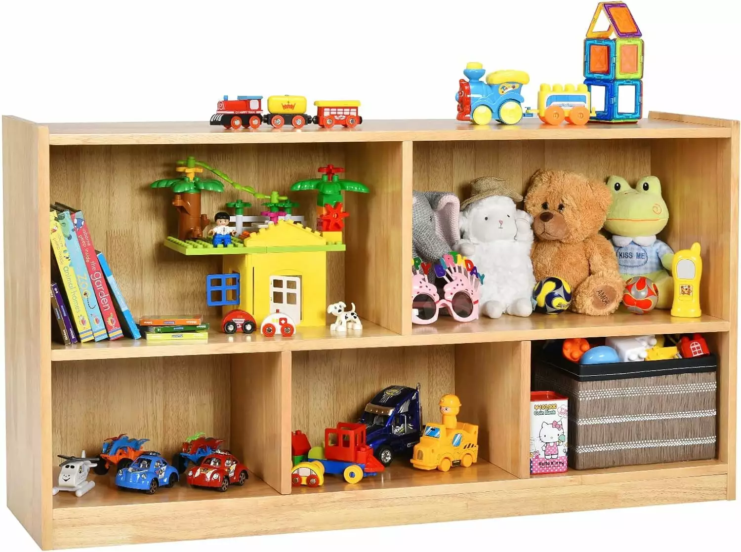 2-Shelf Bookcase Kids Wooden Toy Storage Organizer Books Toys Burlywood ZJ