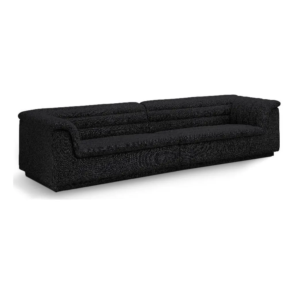 Meridian Furniture Cascade Black Boucle Fabric Modular Sofa Elegant Living Room