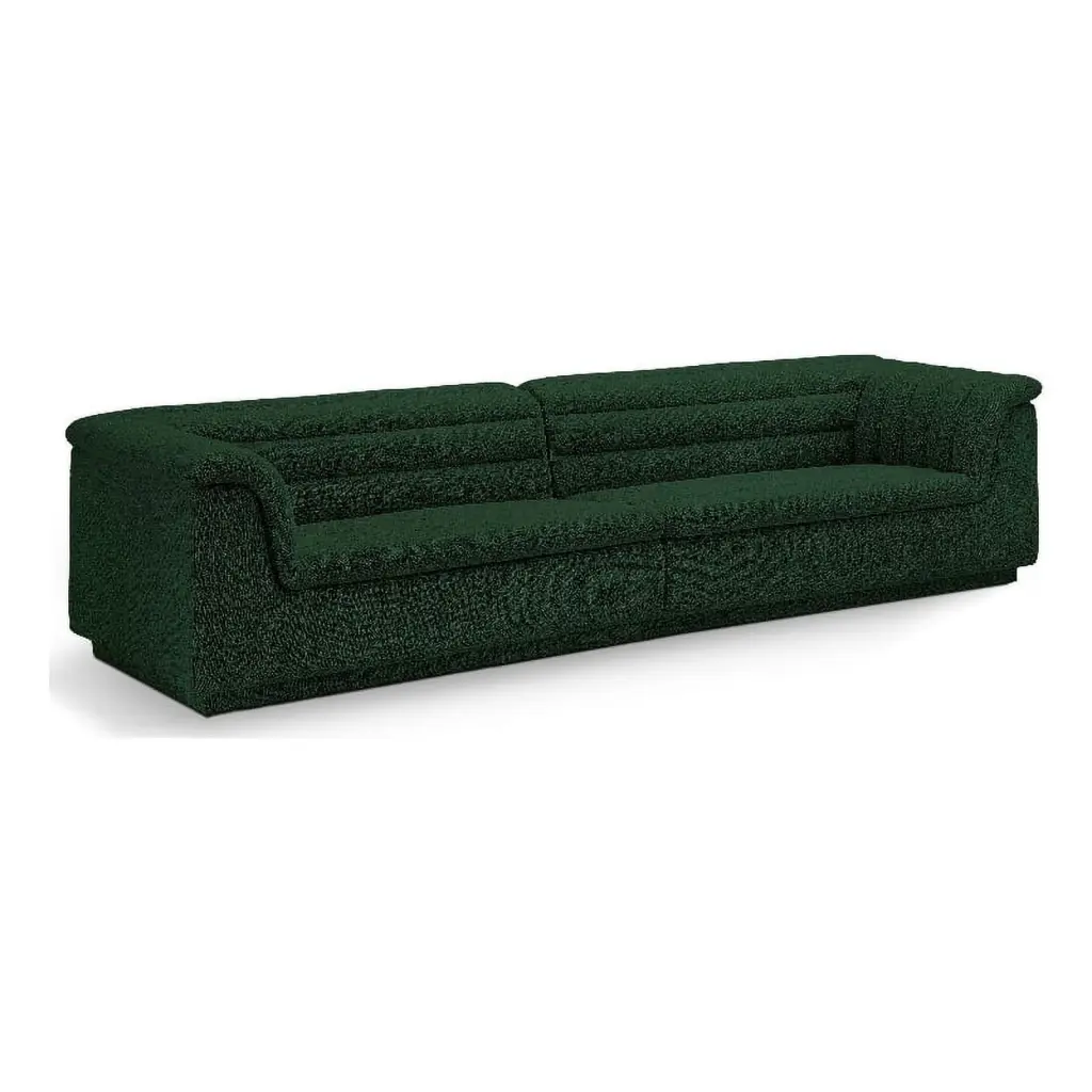 Meridian Furniture Cascade Green Boucle Fabric Modular Sofa Contemporary Living Space