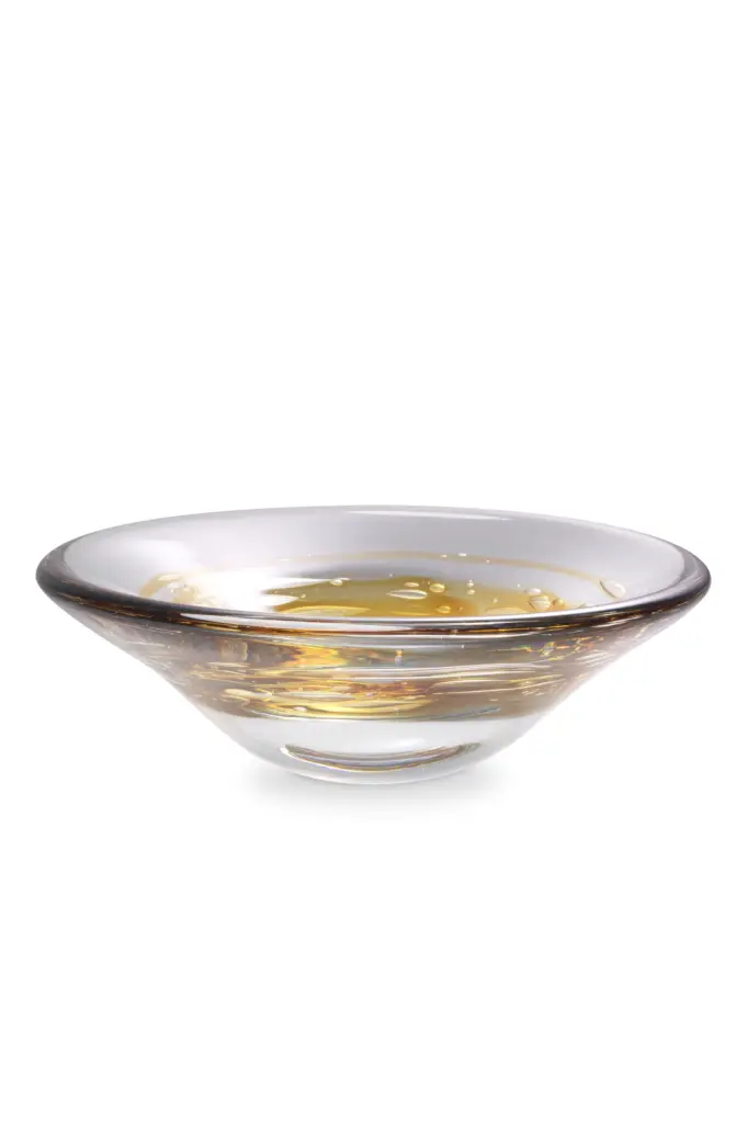 Eichholtz Arliss Yellow Swirl Glass Bowl Unique Table Decor