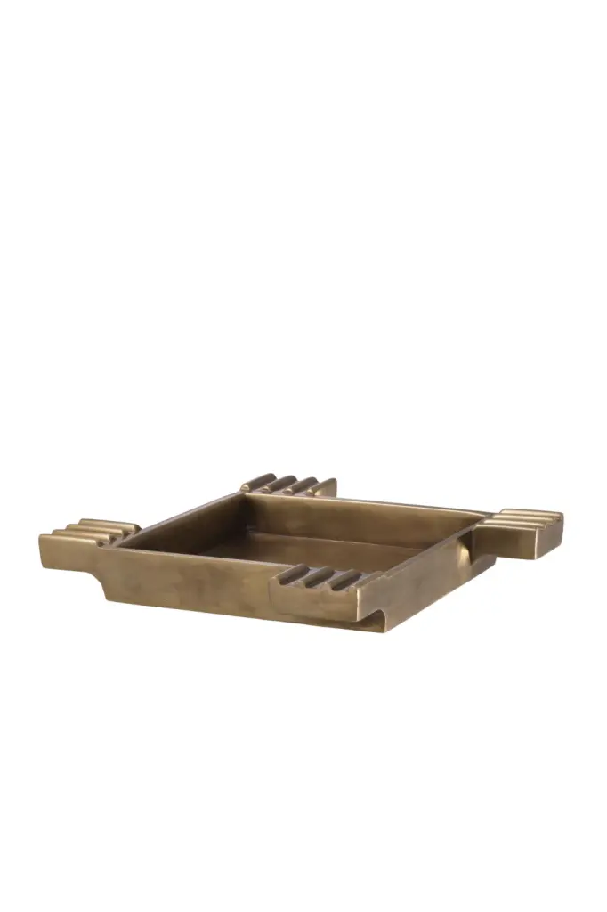 Eichholtz Mack Vintage Brass Square Bowl Unique Table Decor