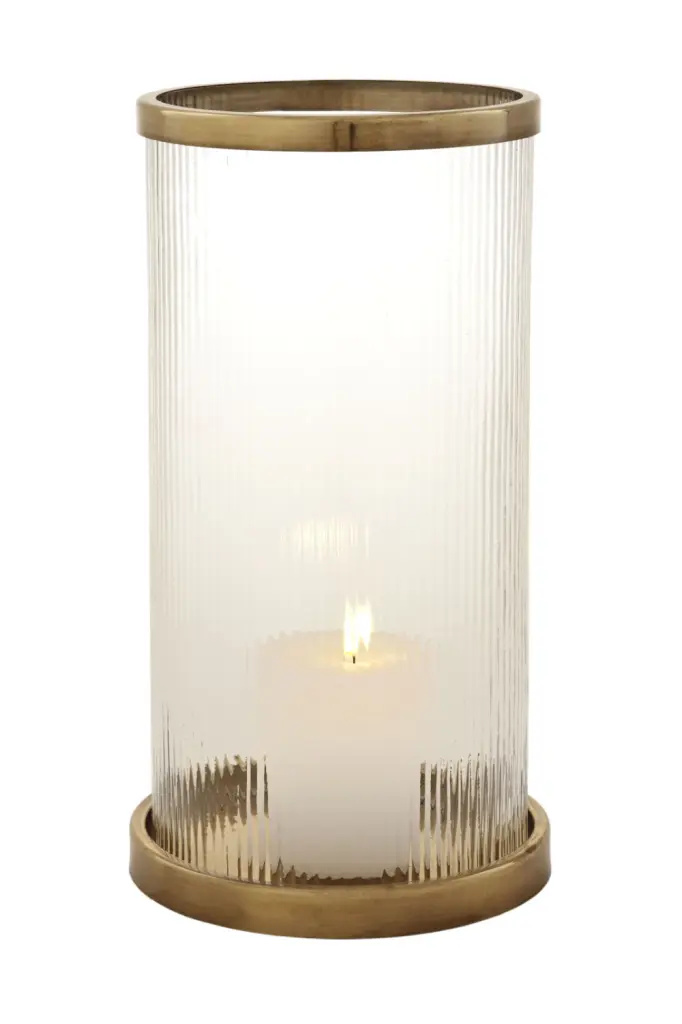 Eichholtz Harrington Brass Hurricane Large Candle Holder Vintage