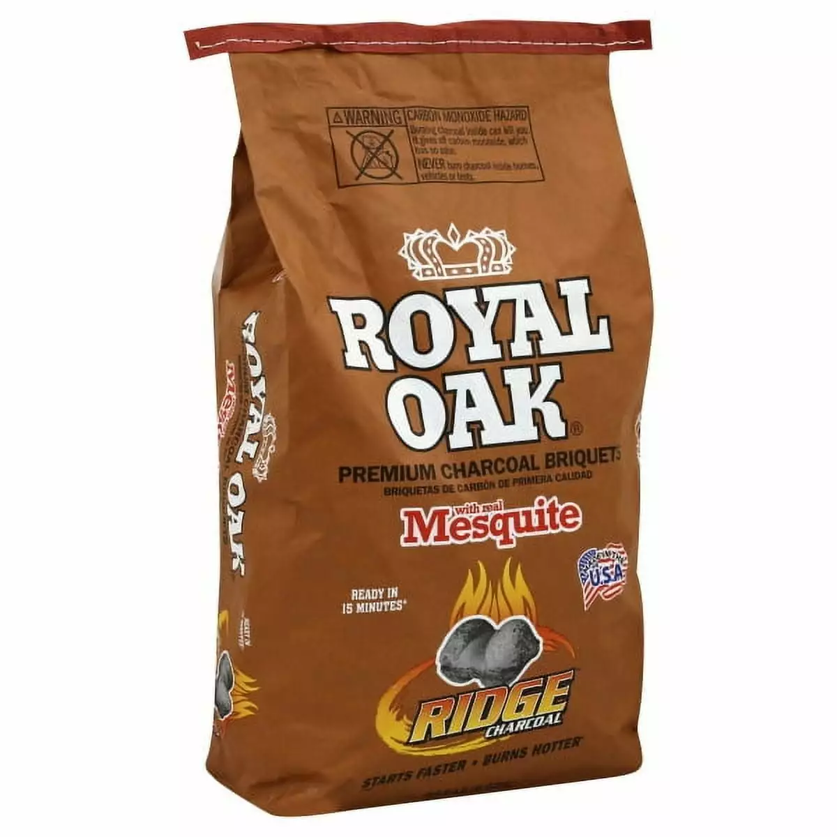 Royal Oak Mesquite Charcoal Briquets Luxury Hardwood Fast-Start Ridges 14.6 LB