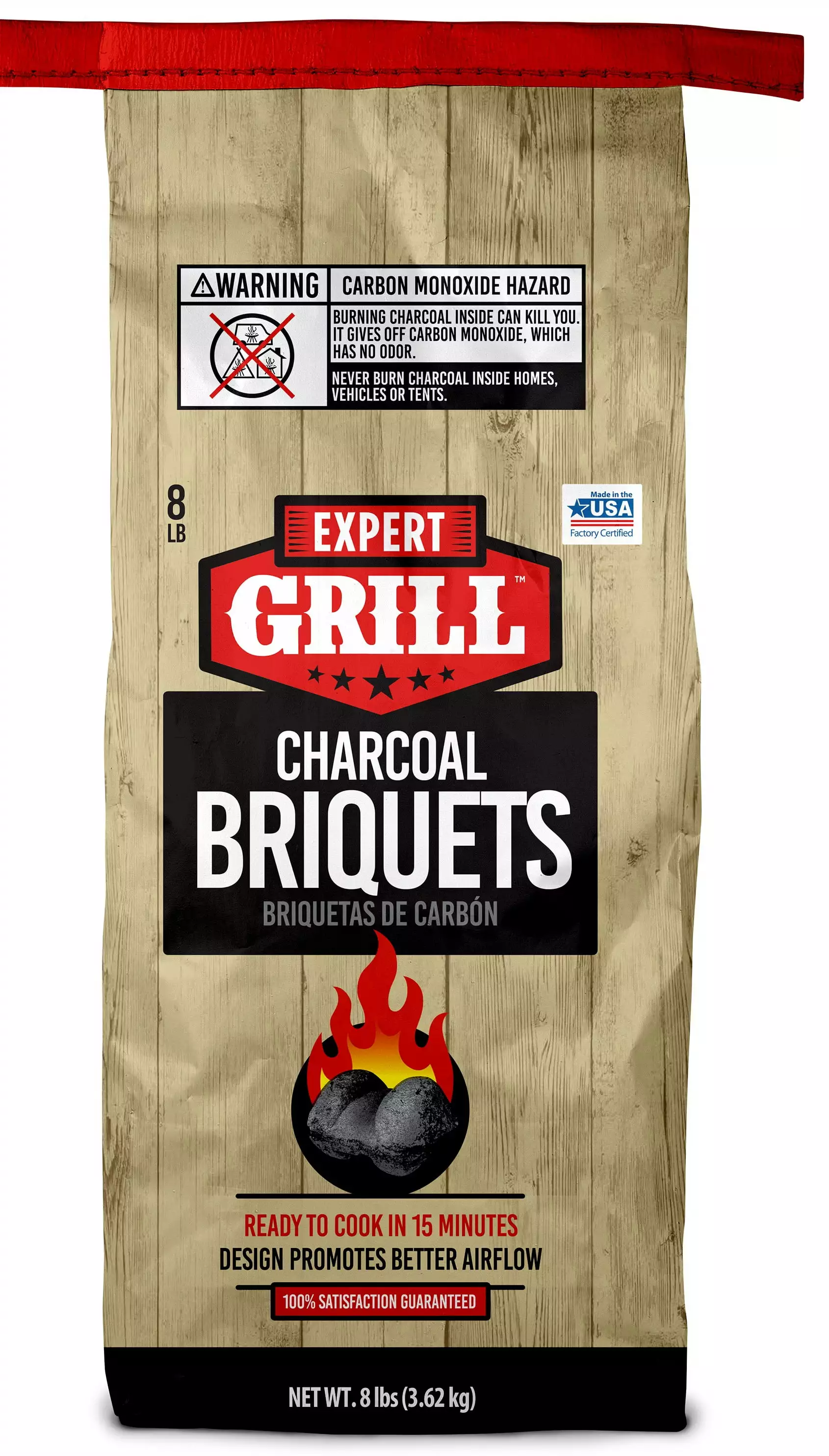 Expert Grill Charcoal Briquettes 8 Lb Bag High Heat Grilling
