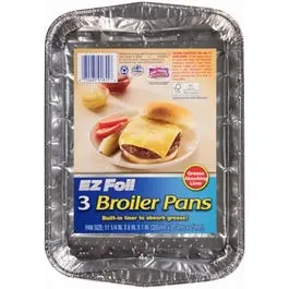 EZ Foil Broiler Pan Grease Absorbing 11-1/4 x 8 x 1-. 3-Pack Hefty