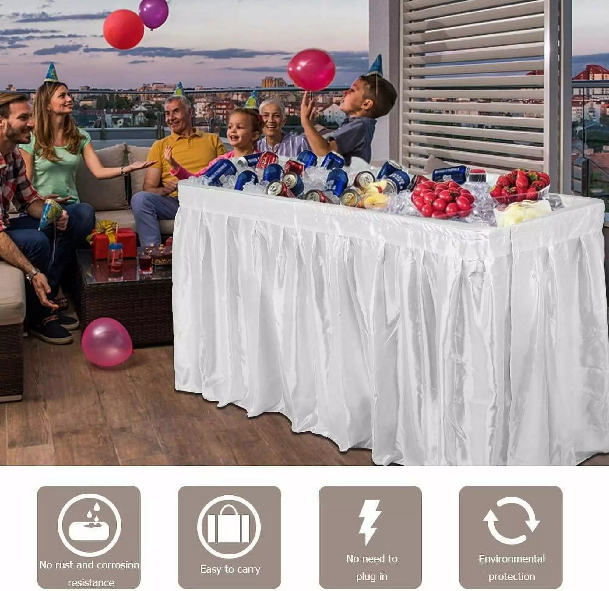 UBesGoo 4-Foot Folding Party Ice Table Skirt White